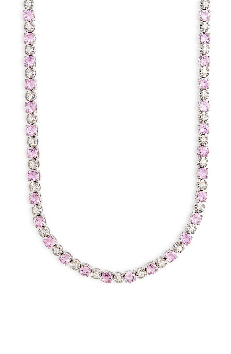 VALANI ATELIER Pink Sapphire & Diamond Eternity Necklace, Main, color, 