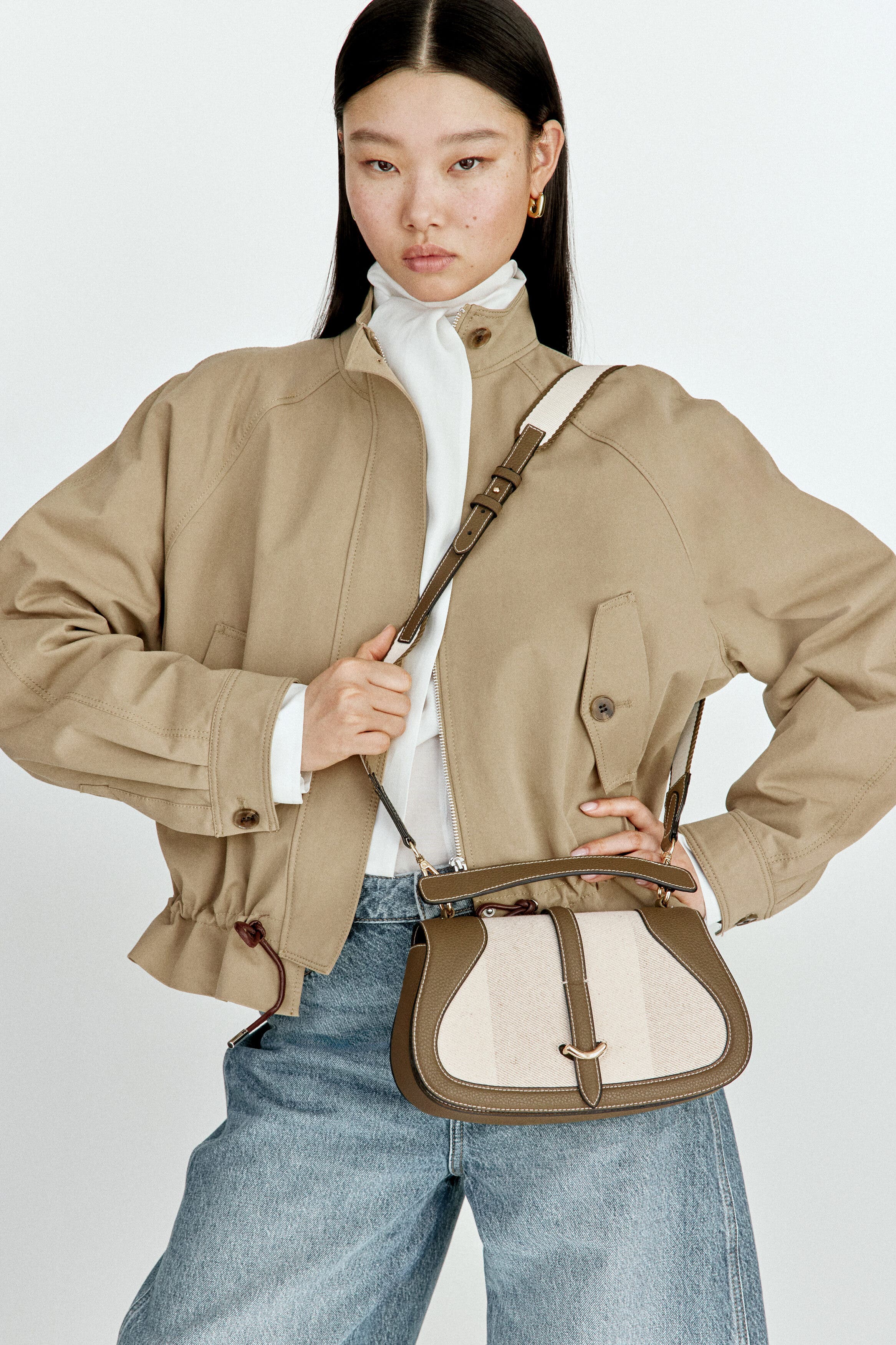 H&M Crossbody Bag, Alternate, color, Khaki Green/Light Beige