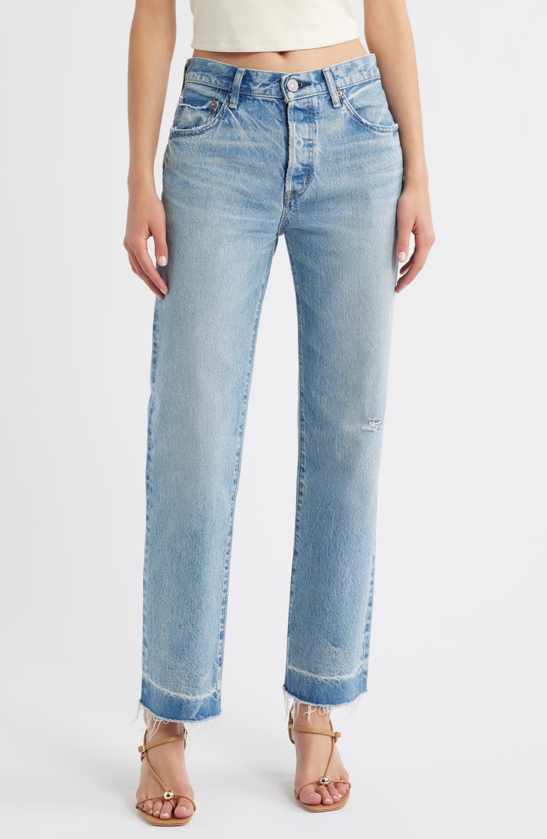 MOUSSY VINTAGE Princeton Release Hem Straight Leg Jeans, Main, color, Light Blue