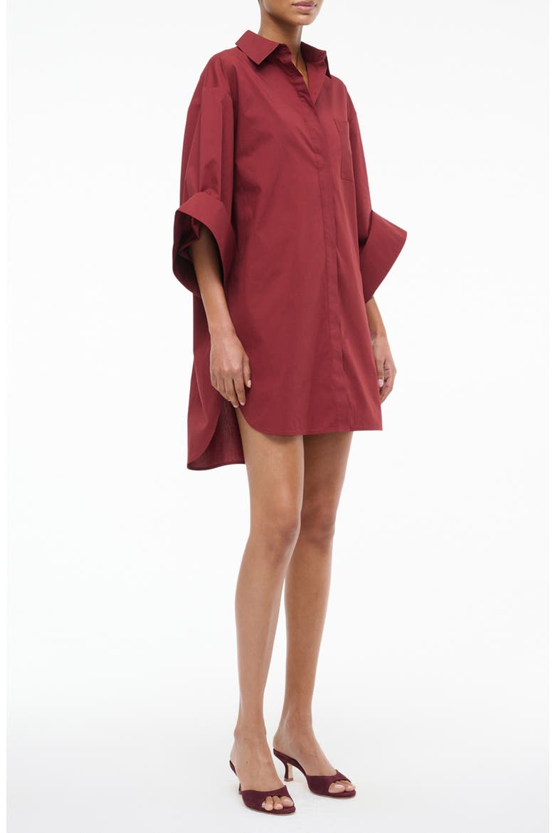 Nico Stretch Cotton Shirtdress, Main, color, SANGRIA