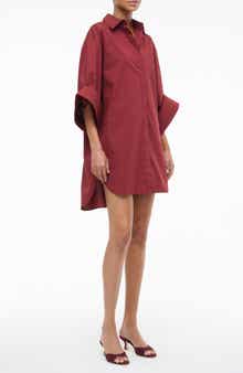 STAUD Nico Stretch Cotton Shirtdress