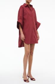 STAUD Nico Stretch Cotton Shirtdress