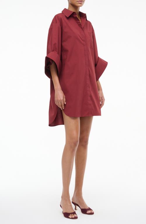 Staud Nico Stretch Cotton Shirtdress In Burgundy
