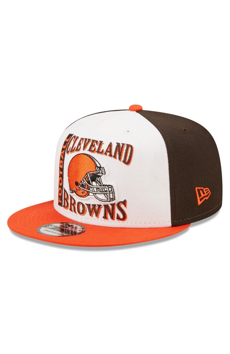New Era Men's New Era White/Orange Cleveland Browns  Retro Sport 9FIFTY Snapback Hat, Main, color, 