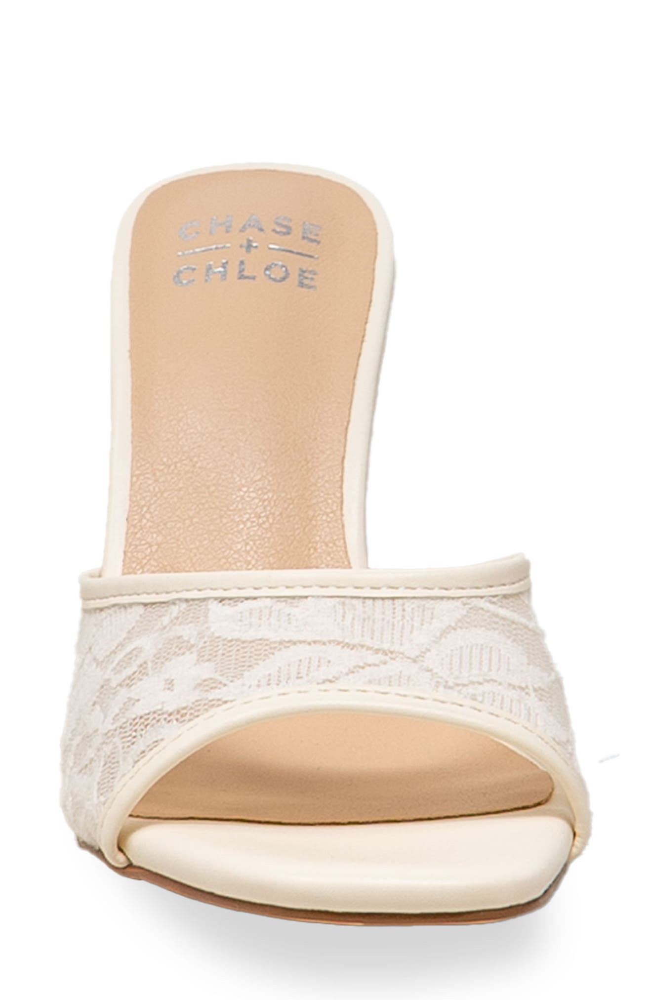 CHASE AND CHLOE Nerissa Lace Sandal, Alternate, color, Off White