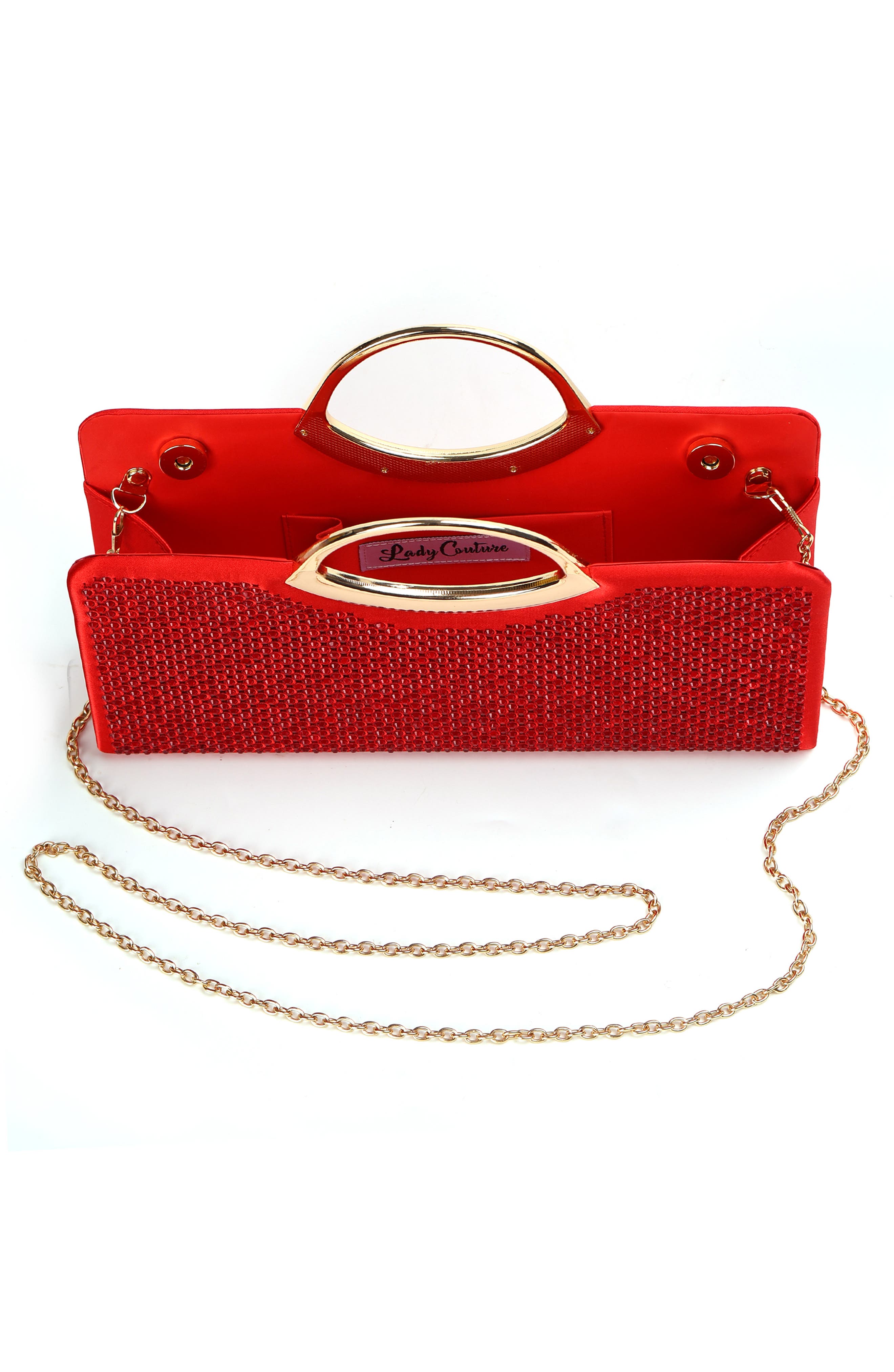 Tango Rhinestone Satin Clutch, Alternate, color, RED