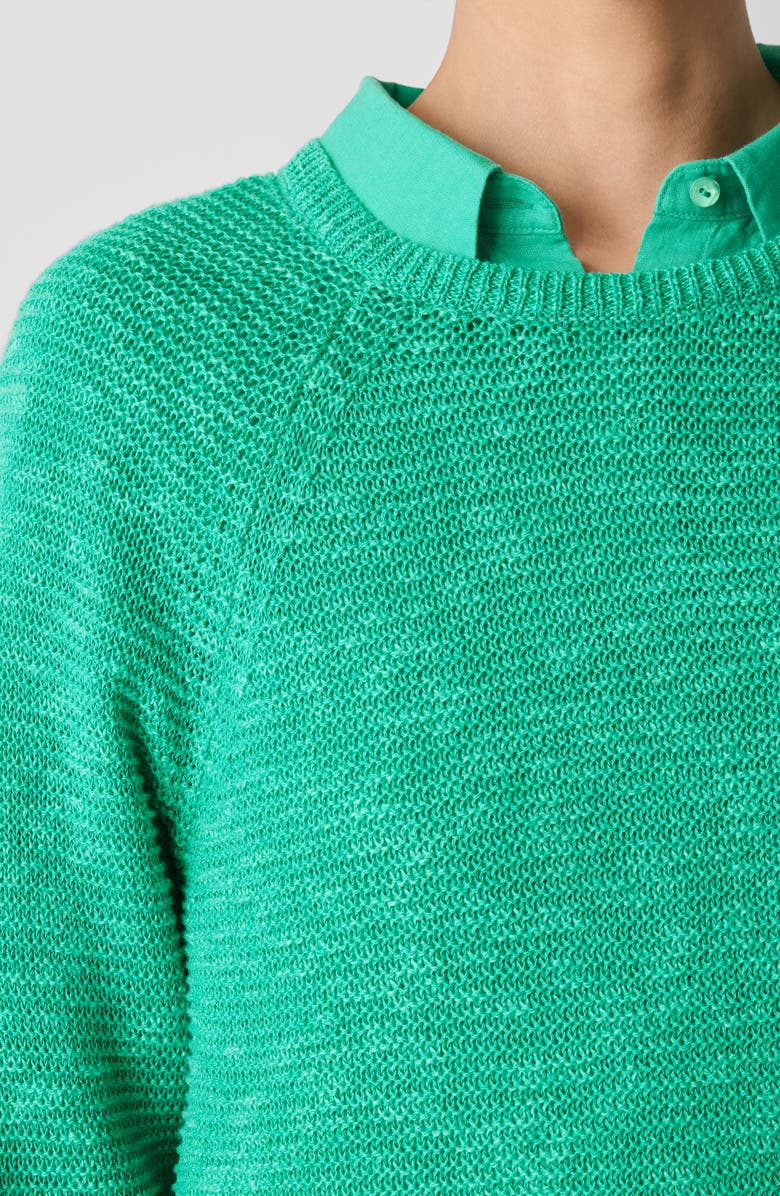Eileen Fisher Raglan Sleeve Organic Linen & Organic Cotton Sweater, Alternate, color, Jade