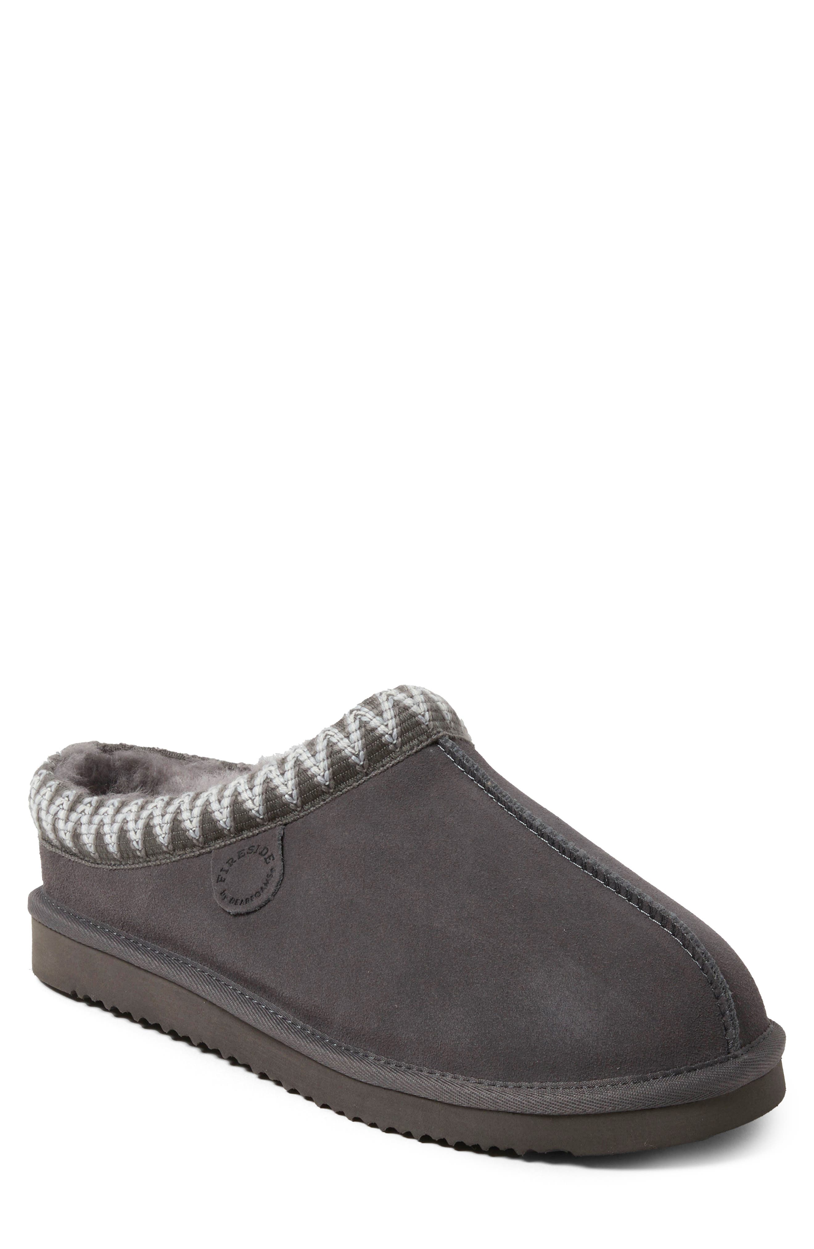 Grafton Genuine Shearling Lined Slipper, Main, color, GREY