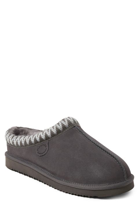 Fireside Grafton Genuine Shearling Clog Slipper with Embroidery