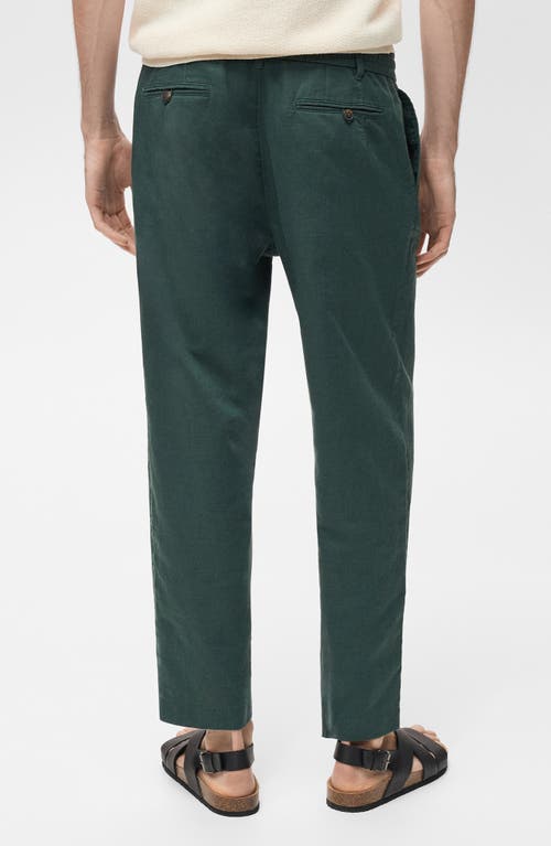 Mango Men's Eu Slim-fit Linen-blend Drawstring Pants In Dark Green