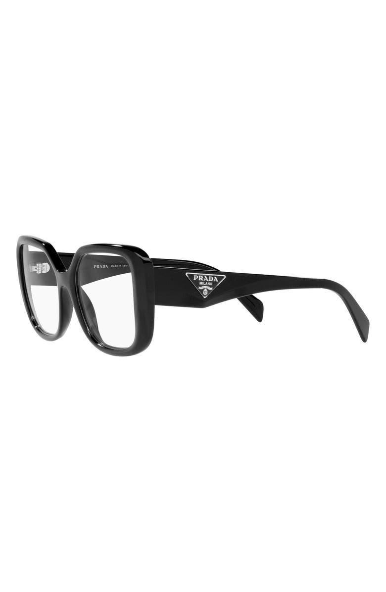 Prada 53mm Square Optical Glasses, Alternate, color, Black