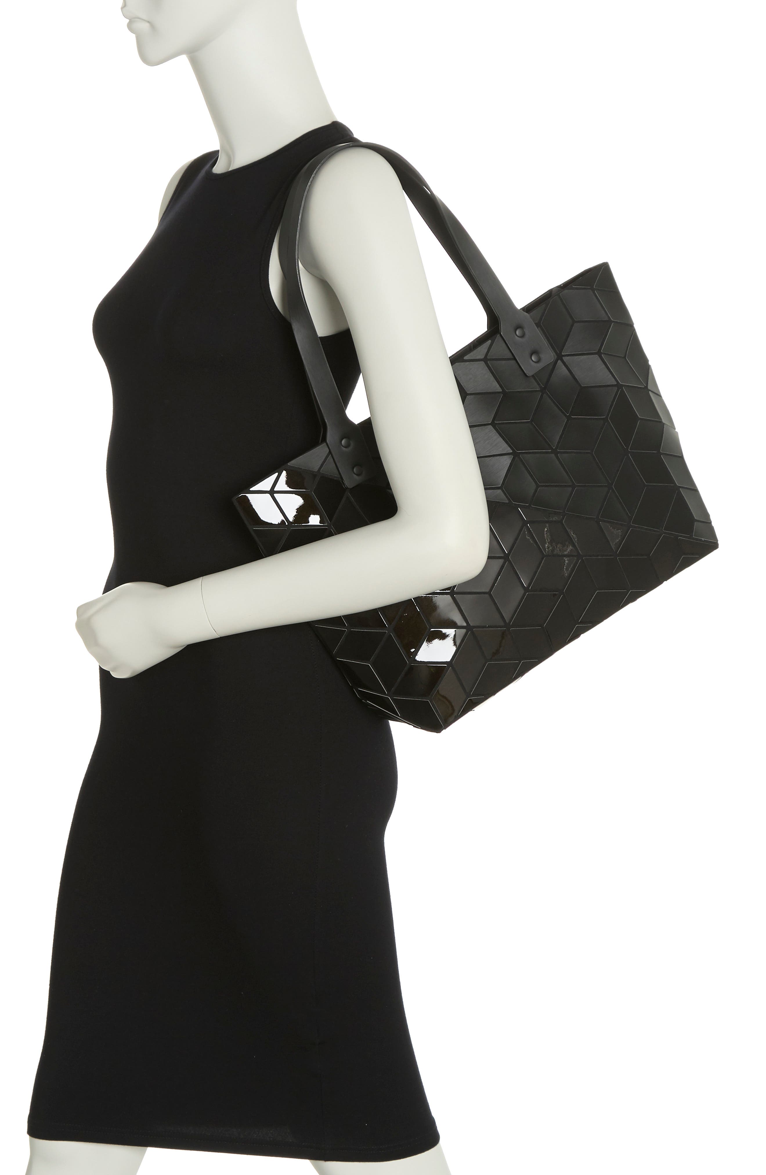 PATRIZIA LUCA Diagonal Two-Tone Geometric Tote Bag, Alternate, color, M.black/ S.black