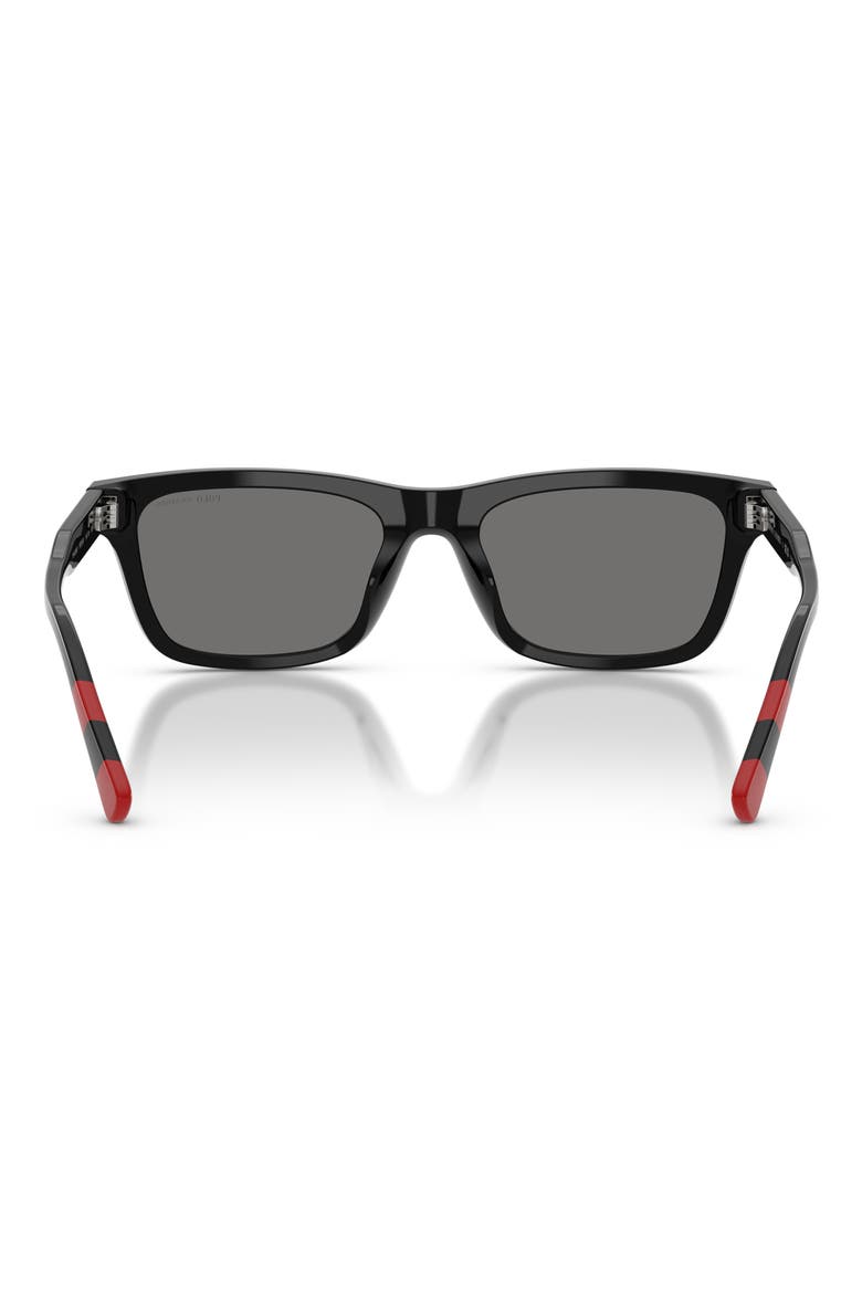 PH4240U 54mm Polarized Rectangular Sunglasses, Alternate, color, SHINY BLACK / POLAR DARK GREY