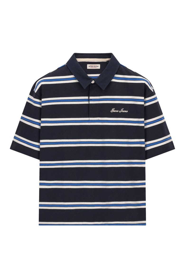 Boxy Striped Polo, Alternate, color, DARING OCEAN STRIPES