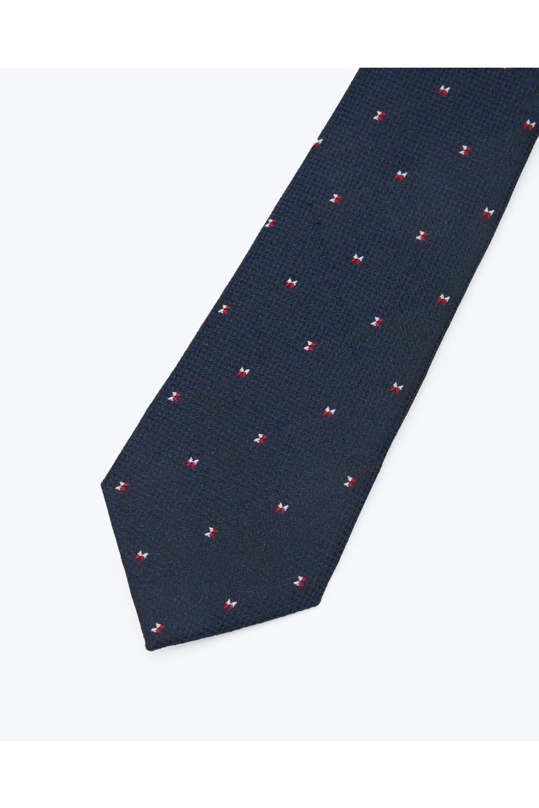 Twin Bows Silk Jacquard Tie, Alternate, color, Navy