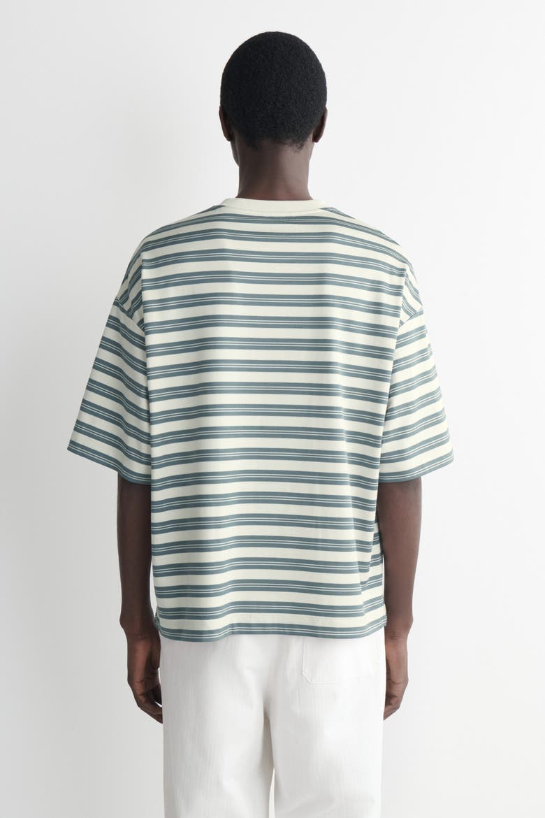 Oversized Striped Cotton T-shirt, Alternate, color, BLUE / OFF-WHITE / STRIPED