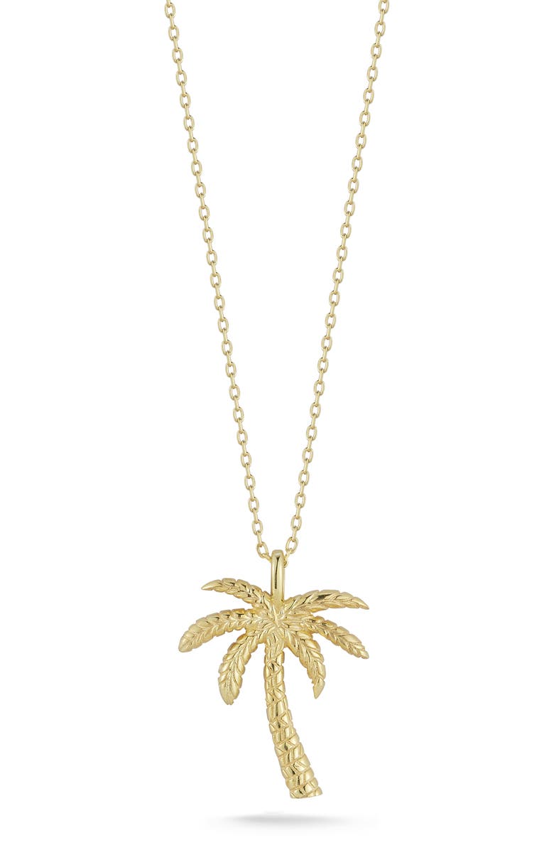 SPHERA MILANO Palm Tree Pendant Necklace, Main, color, Gold