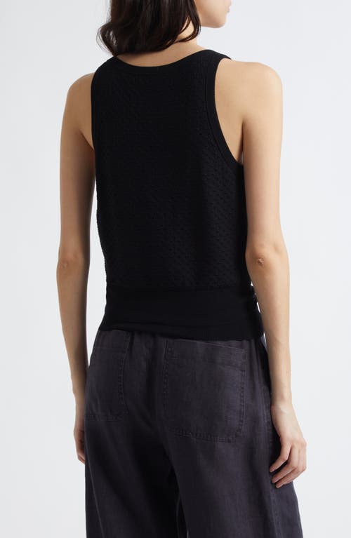 Vince Double Layer Mesh Sweater Tank In Black