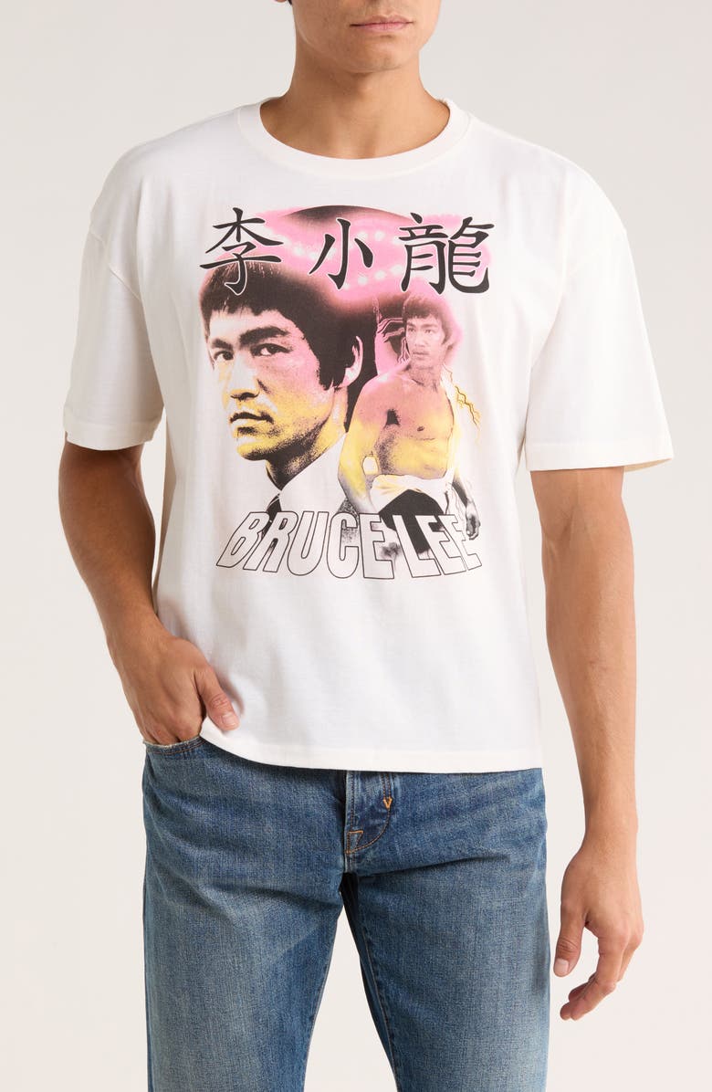 The Forecast Agency Bruce Lee Unique Graphic T-Shirt, Main, color, White