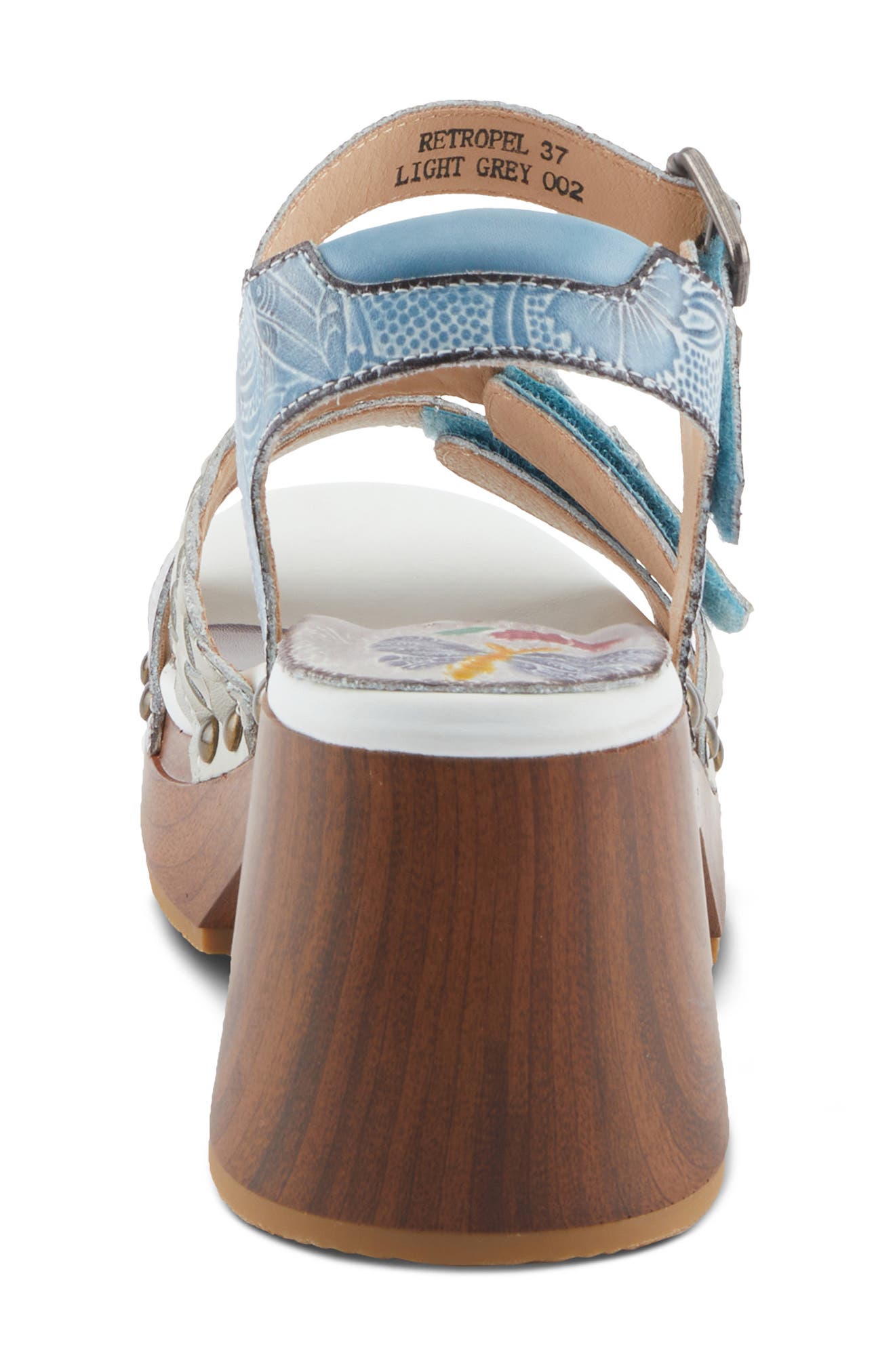 L
Artiste by Spring Step Retropel Ankle Strap Platform Sandal, Alternate, color, Light Grey Multi