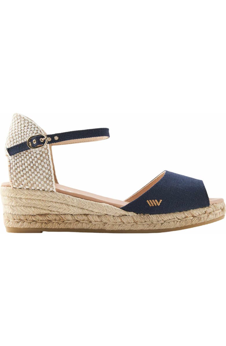 VISCATA Cavall Canvas Espadrille Sandal Wedges, Main, color, Navy Blue
