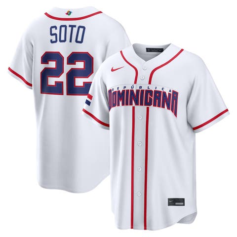 Men's Nike Juan Soto White Dominican Republic Baseball 2026 World Baseball Classic Home Stadium Jersey