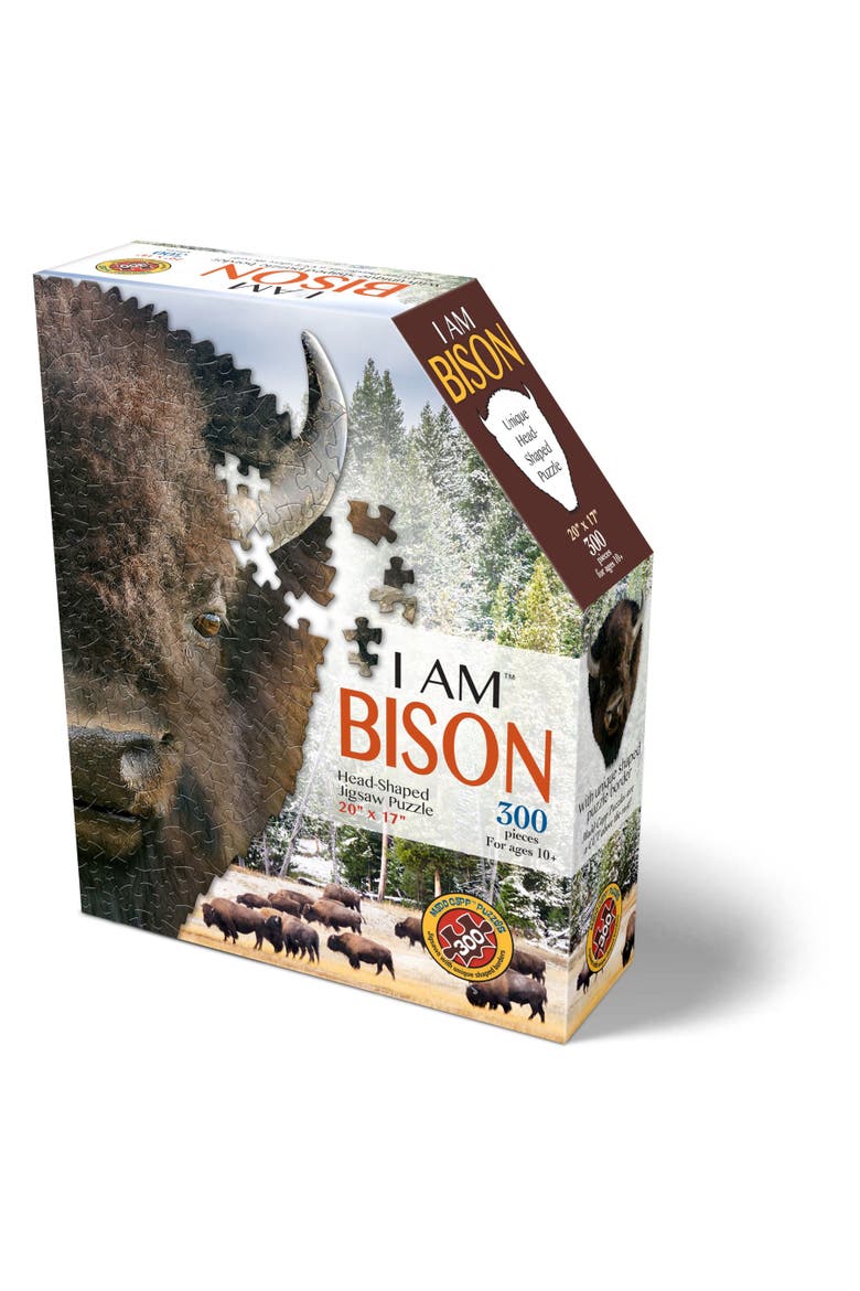 I Am Bison 300 Pieces Animal Shaped Jigsaw Puzzle, Main, color, Multicolored