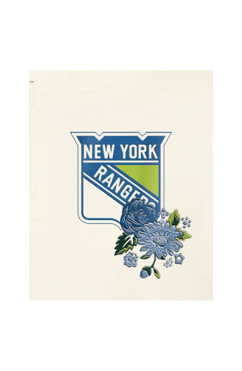 New Era Women's New Era Cream New York Rangers Glam Game Quarter-Zip Cropped Floral Hoodie Pullover, Alternate, color, Cream