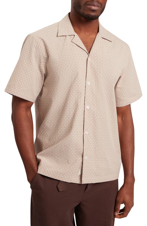 Merrick Geo Print Cotton Camp Shirt