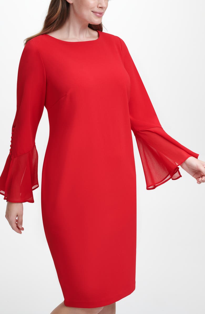 Calvin Klein Long Bell Sleeve Sheath Dress, Alternate, color,