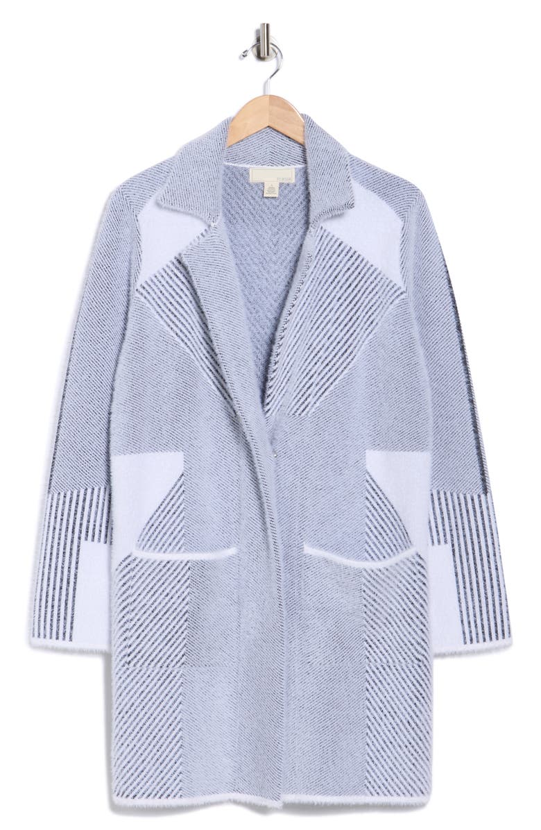 BY DESIGN Anchorage Eyelash Knit Cardigan, Alternate, color, Black/ White