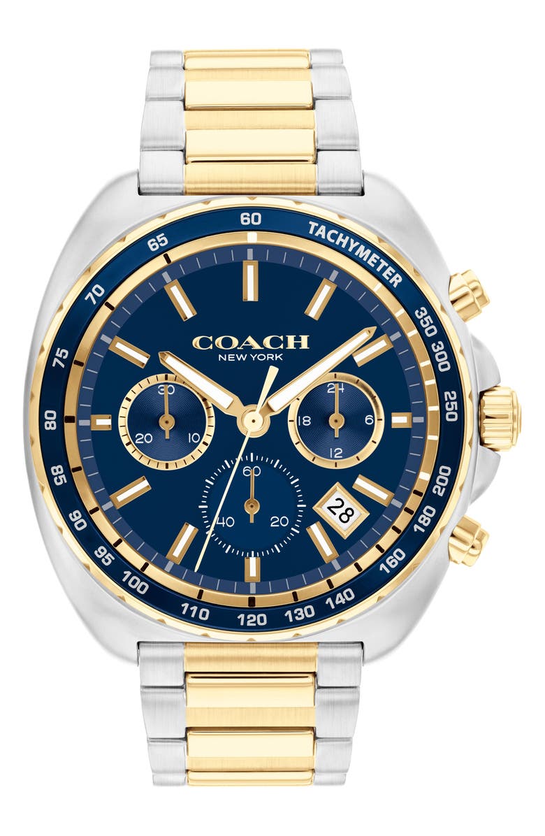 COACH Charter Chronograph Bracelet Watch, 44.5mm, Main, color, Blue