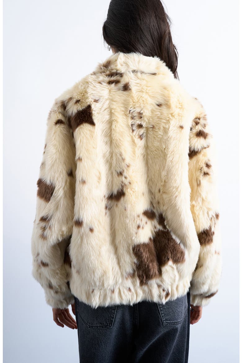 Faux Fur Bomber Jacket, Alternate, color, CREAM