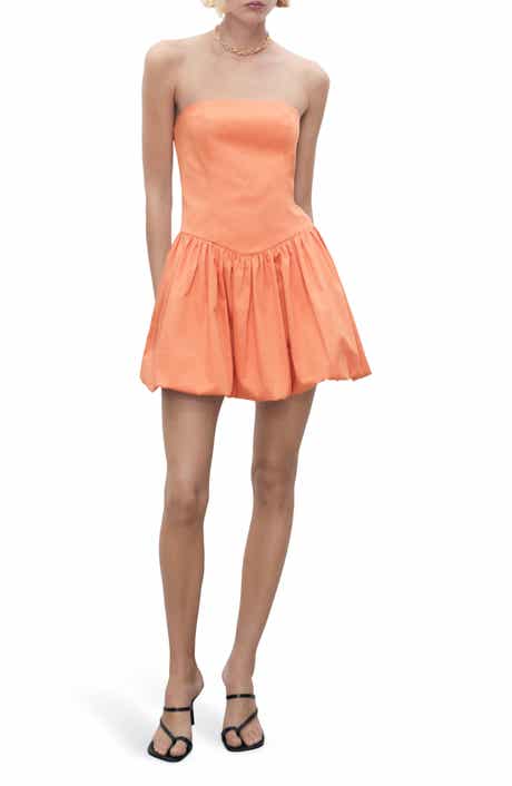 MANGO Strapless Bubble Hem Minidress