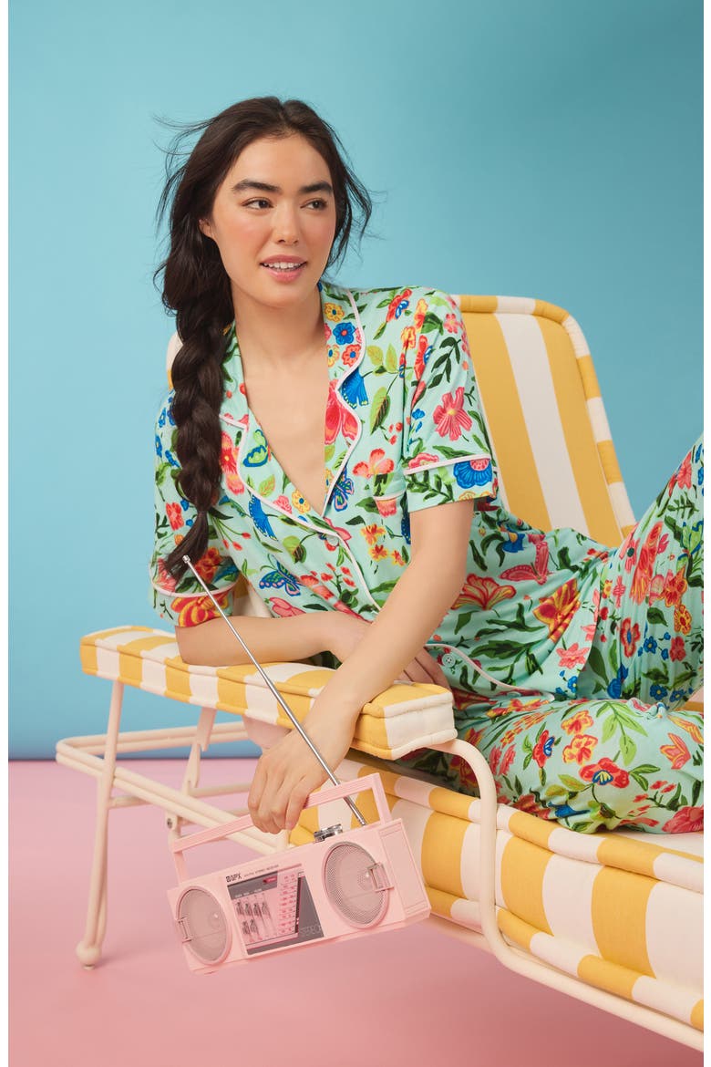 Print Long Pajamas, Alternate, color, TEAL/ PRINT