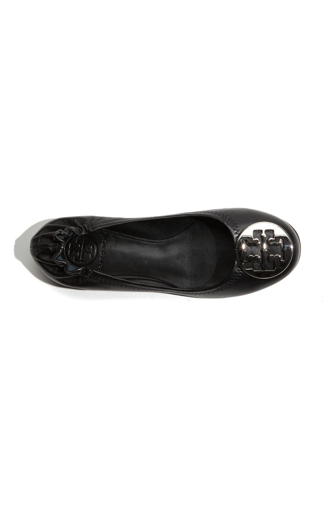 'Reva' Ballerina Flat, Alternate, color, BLACK W / SILVER LOGO