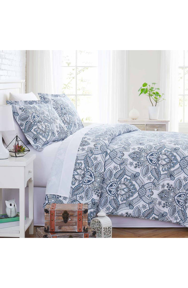SOUTHSHORE FINE LINENS Enchantment Paisley Print Microfiber Down-Alternative Comforter Set, Alternate, color, Enchantment Blue