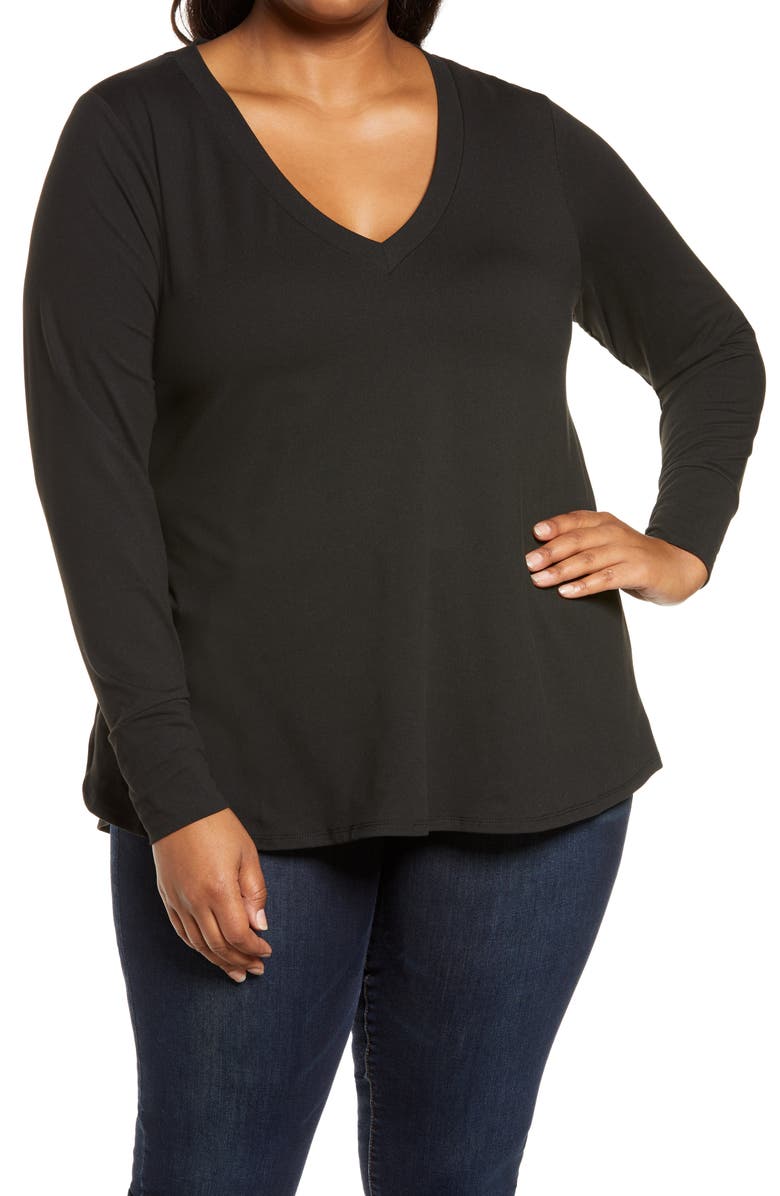 Bobeau Butter Knit V-Neck Top, Main, color, 