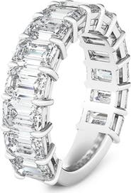 HauteCarat Emerald Cut Lab Created Diamond Eternity Ring