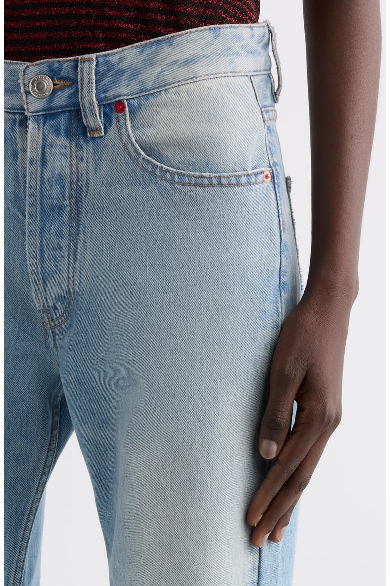 Daya Raw Hem High Waist Straight Leg Jeans, Alternate, color, VINTAGE BLUE