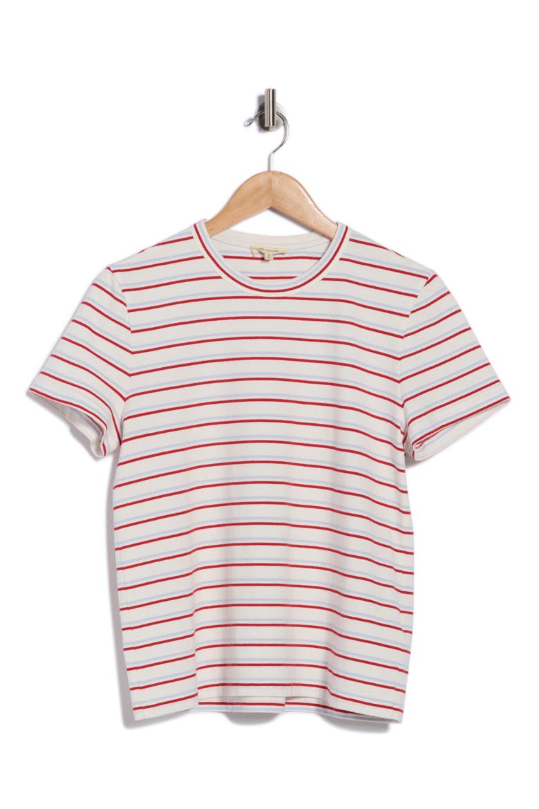 Perfect Stripe Cotton Crewneck T-Shirt, Alternate, color, PILLARD STRIPE CHERRY RED
