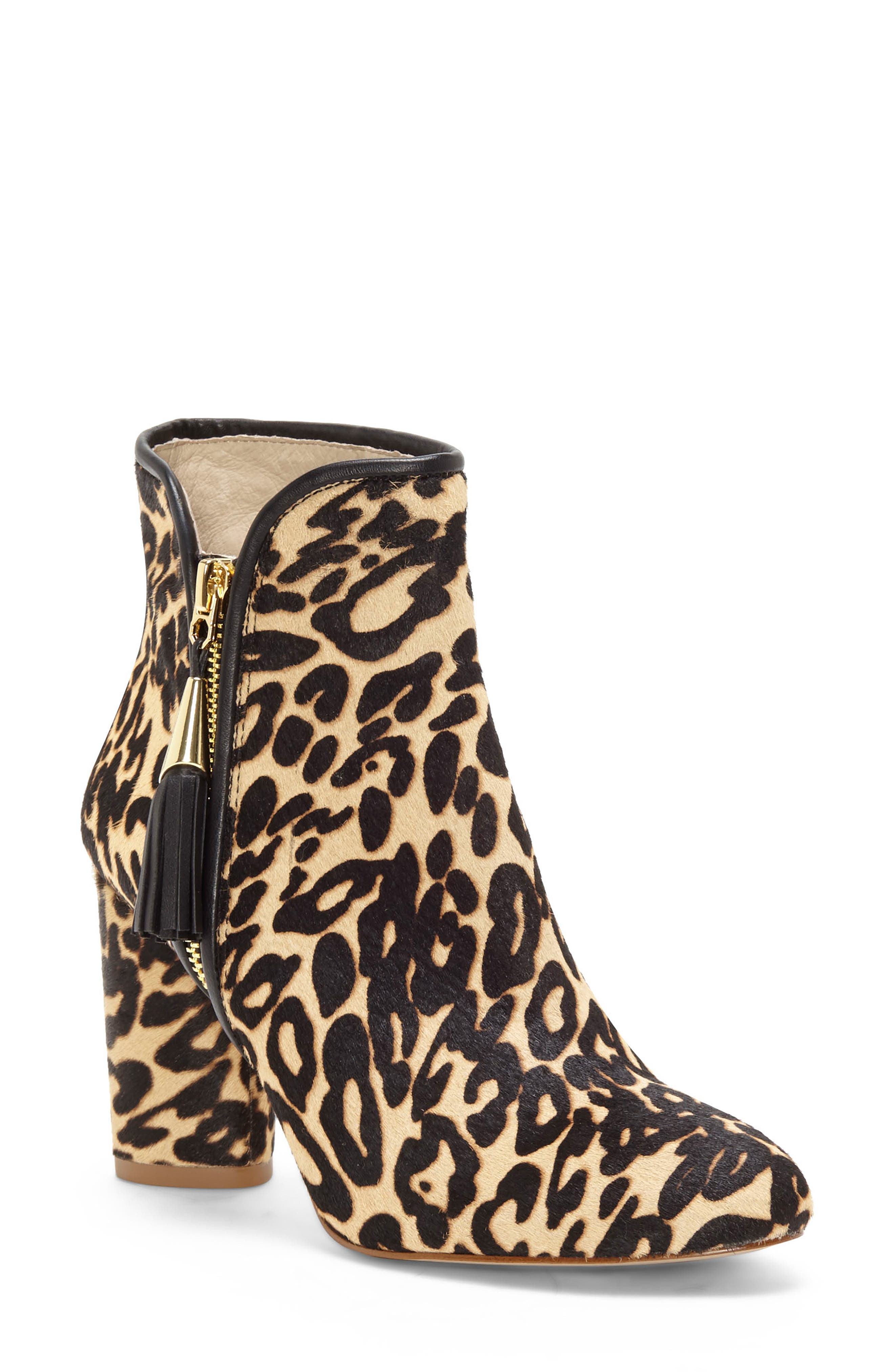Zirelle Genuine Calf Hair Bootie, Main, color, LEOPARD PRINT CALF HAIR