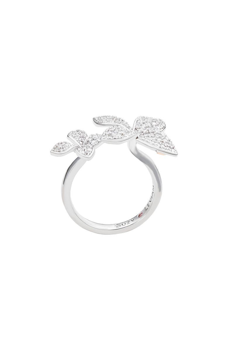 SUZY LEVIAN Sterling Silver CZ Double Flower Ring, Alternate, color, White