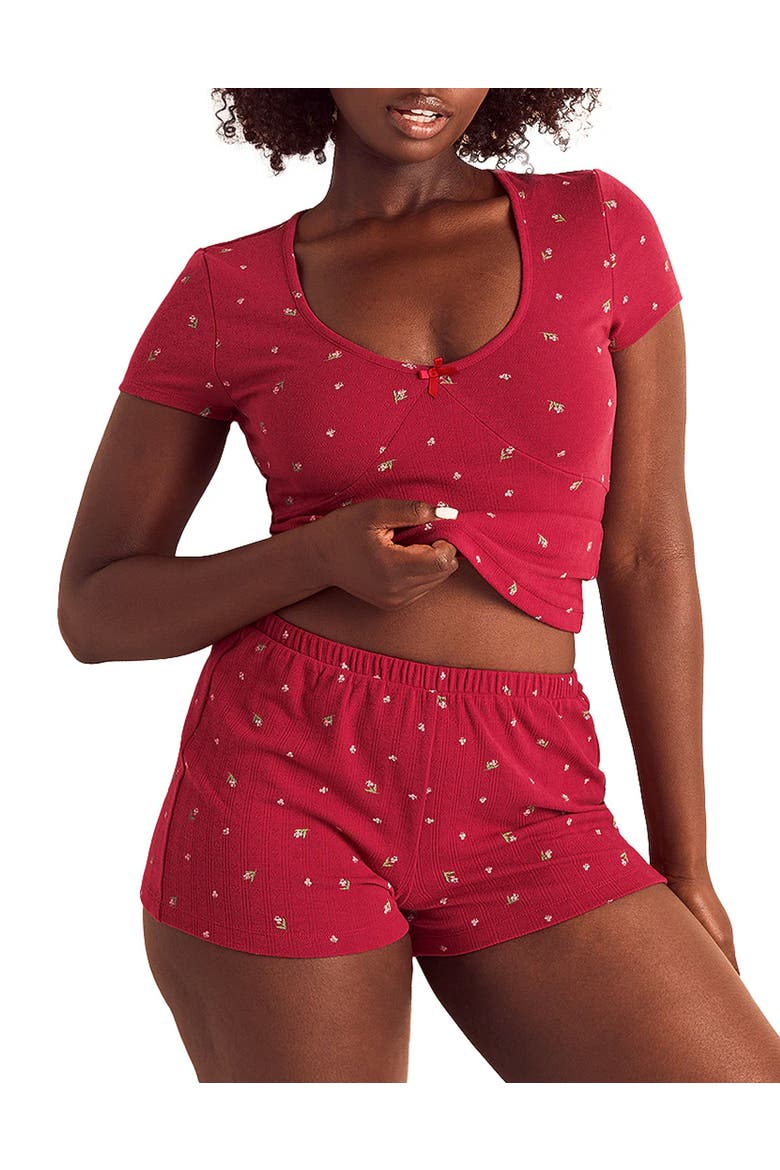 Eloise Short Pajama Set, Alternate, color, Floral red