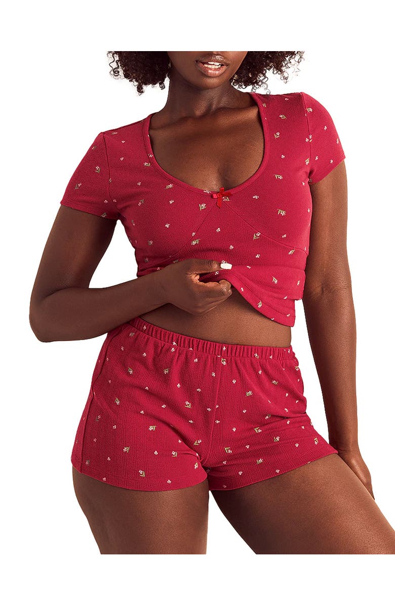 Adore Me Eloise Short Pajama Set, Alternate, color, Floral Red