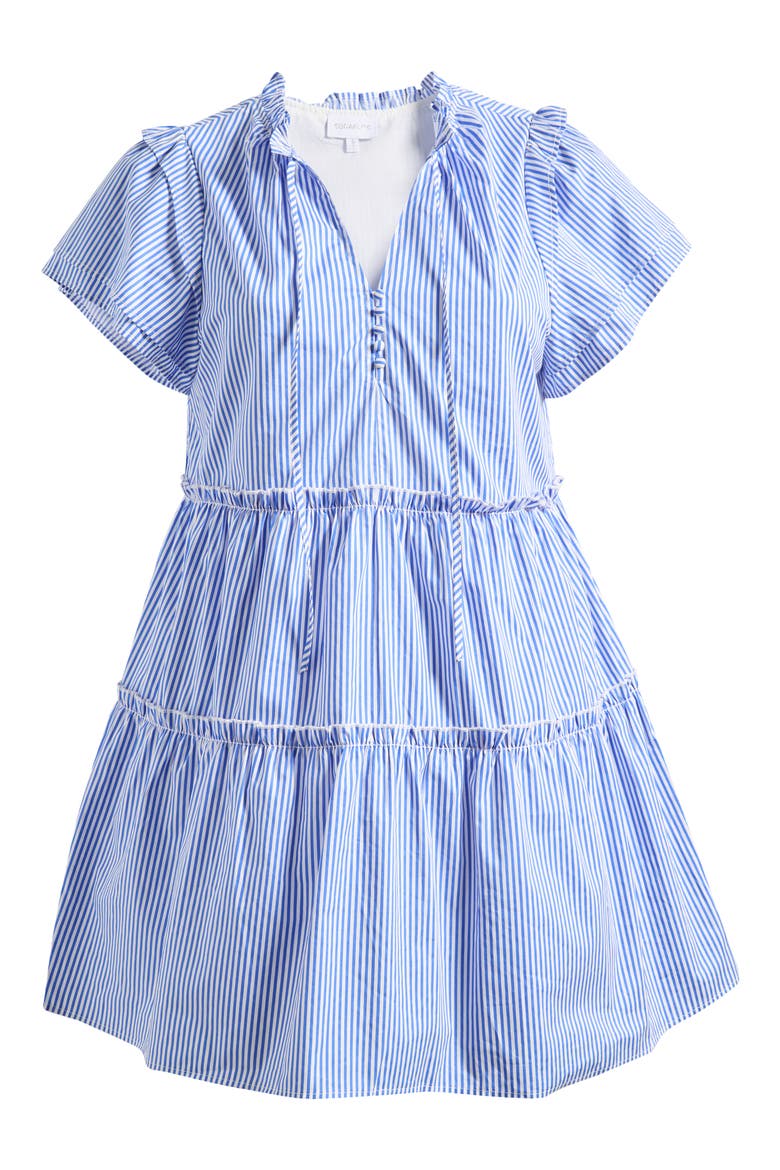 Sherah Tiered Stripe Cotton Dress, Main, color, BLUE WHITE STRIPE