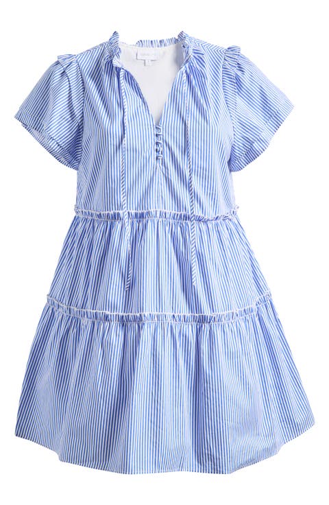 Sherah Tiered Stripe Cotton Dress