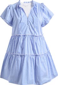 SUGARLIPS Sherah Tiered Stripe Cotton Dress