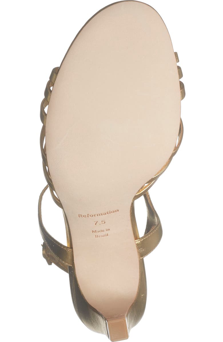 Reformation Paloma Ankle Strap Sandal, Alternate, color, Vintage Gold