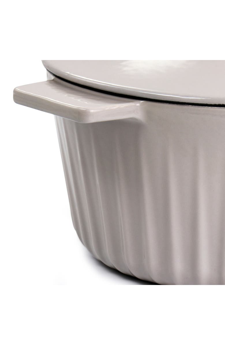 MARTHA STEWART Eastholm Enameled Cast Iron 3 Quart Embossed Stripe Dutch Oven with Lid, Alternate, color, Warm Grey